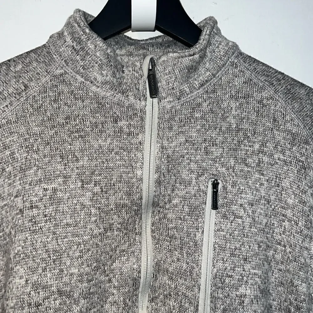 WOOLRICH Heather Gray 1/4 Zip Fleece Pullover Sweater-L
